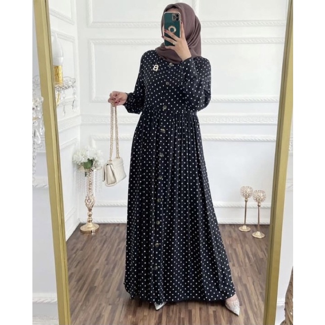 PGMT - TERMURAH SABRINA POLKA DRESS GAMIS RAYON VISCOSE-3
