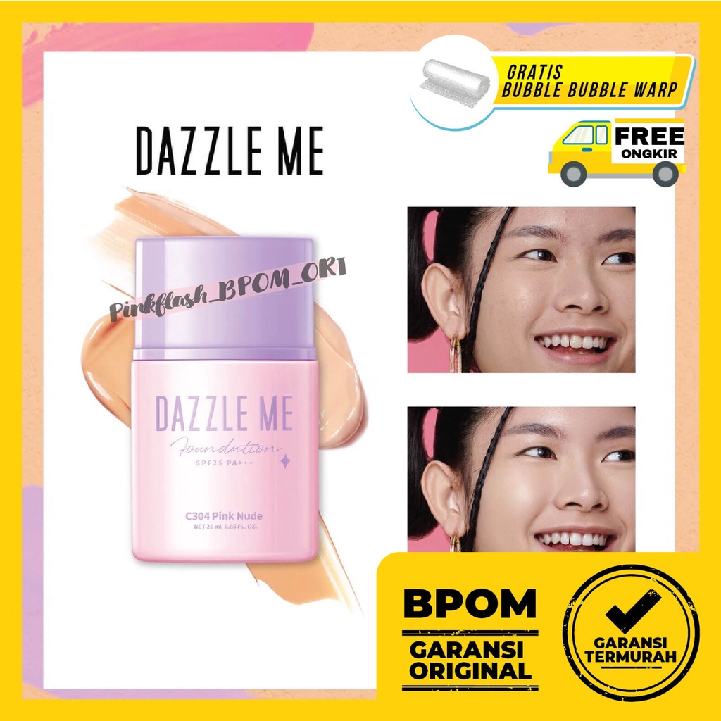 [SIAP DIKIRIM DAN BPOM] DAZZLE ME Day by Day Foundation Dazzle Me Foundation - Full Coverage Oil control Long Lasting Makeup SPF 25 PA+++