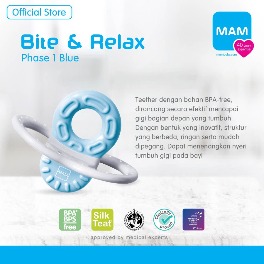 Mam Bite &amp; Relax Phase 1 (2m+) - Gigitan Bayi - Teether Gigitan Bayi