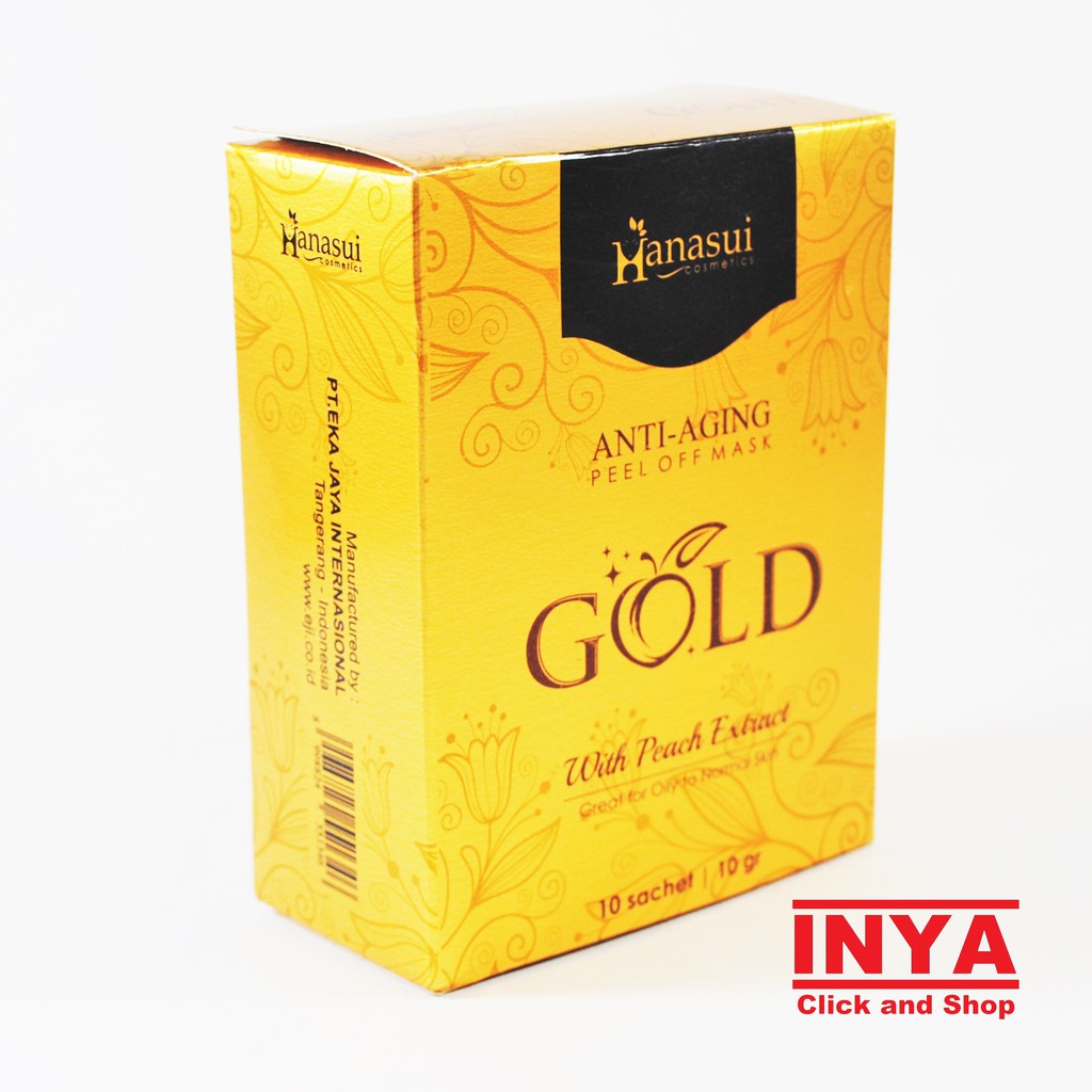 Masker Wajah HANASUI GOLD MASK - Peel Off  Mask BOX isi 10 Sachet