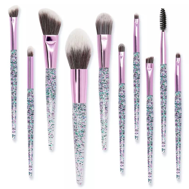 Makeup Brush Set 10 Pcs / Brush Powder Brush Eyeshadow / Bedak / Blush On / Highlighter / Foundation / Blending Brush Kuas Makeup