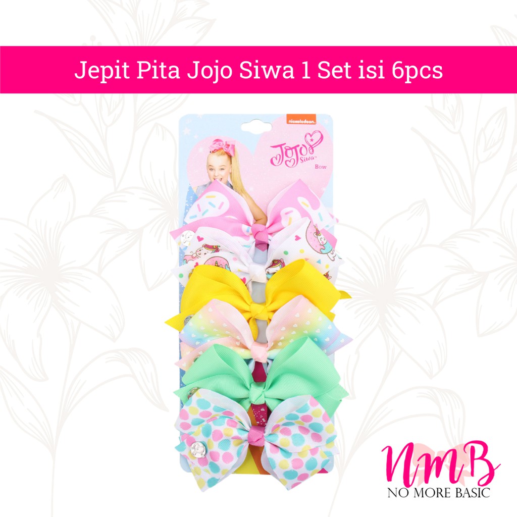 Jepitan Rambut Anak Perempuan Korea Jepit Pita Jojo Siwa 1 Set isi 6pcs Jepit Rambut Anak Motif Lucu