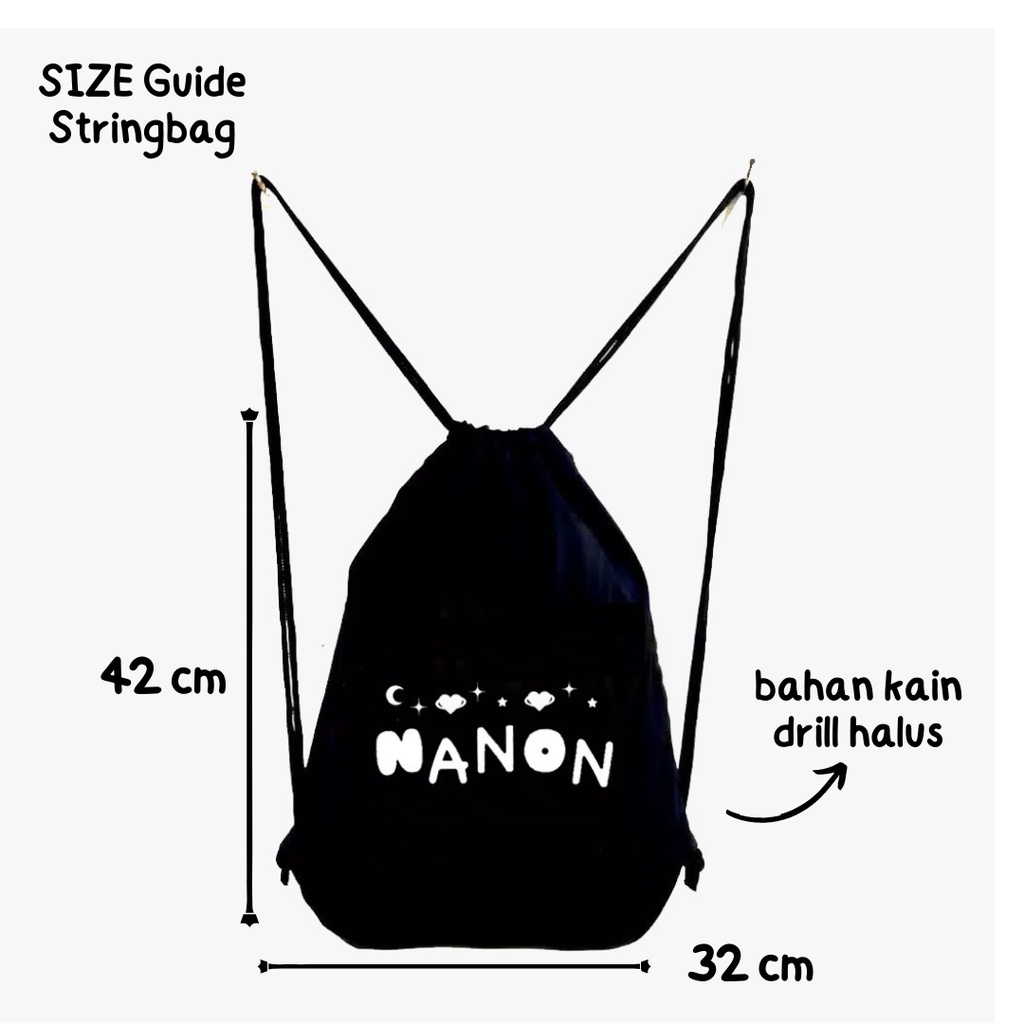 NEW Stringbag / Totebag Motif tulisan Nanon kain drill thailand merchandise thai merch raikantopeni aktor || Kiiyoomii ||