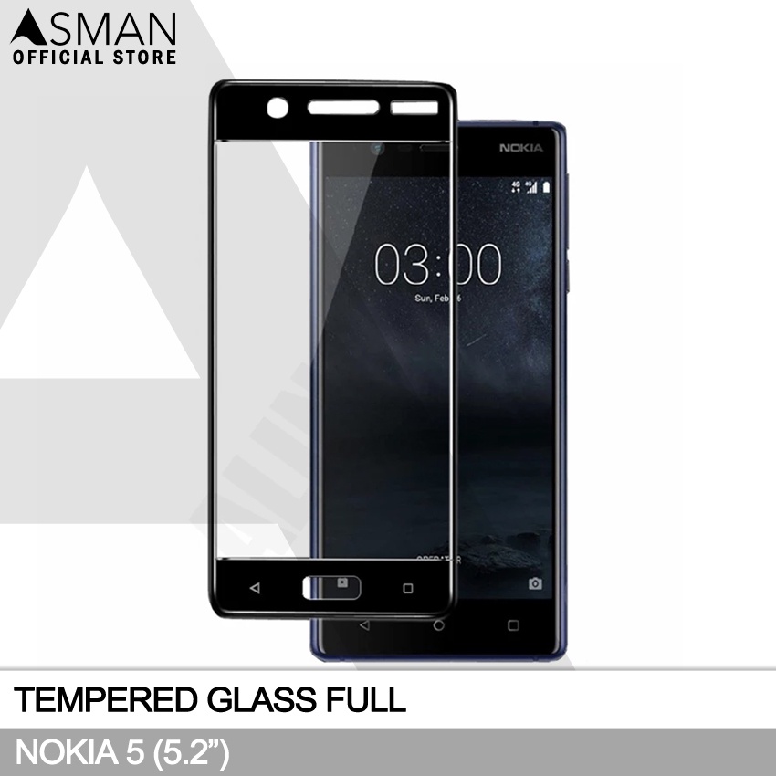 Tempered Glass Full Nokia 5 (5.2&quot;) | Anti Gores Kaca - Hitam