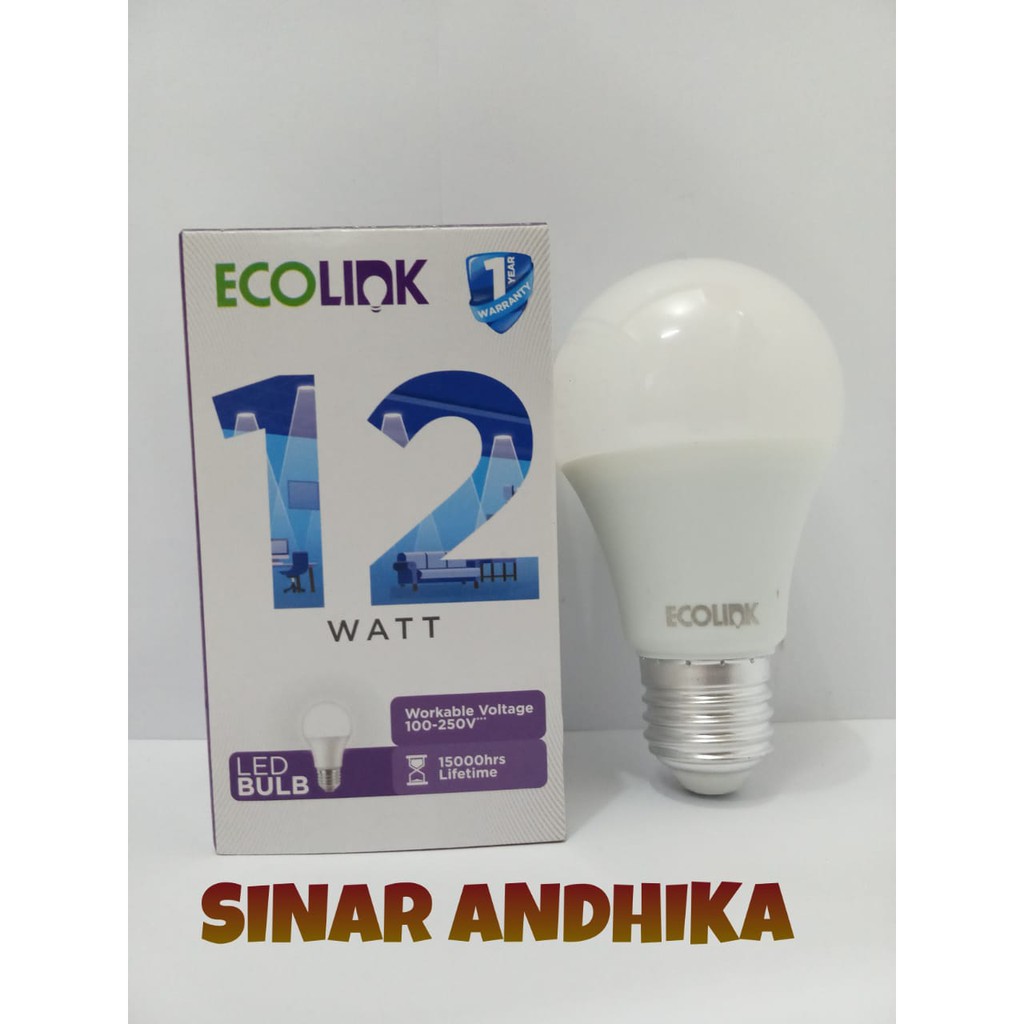 LAMPU LED BULB ECOLINK WARNA PUTIH 12 WATT