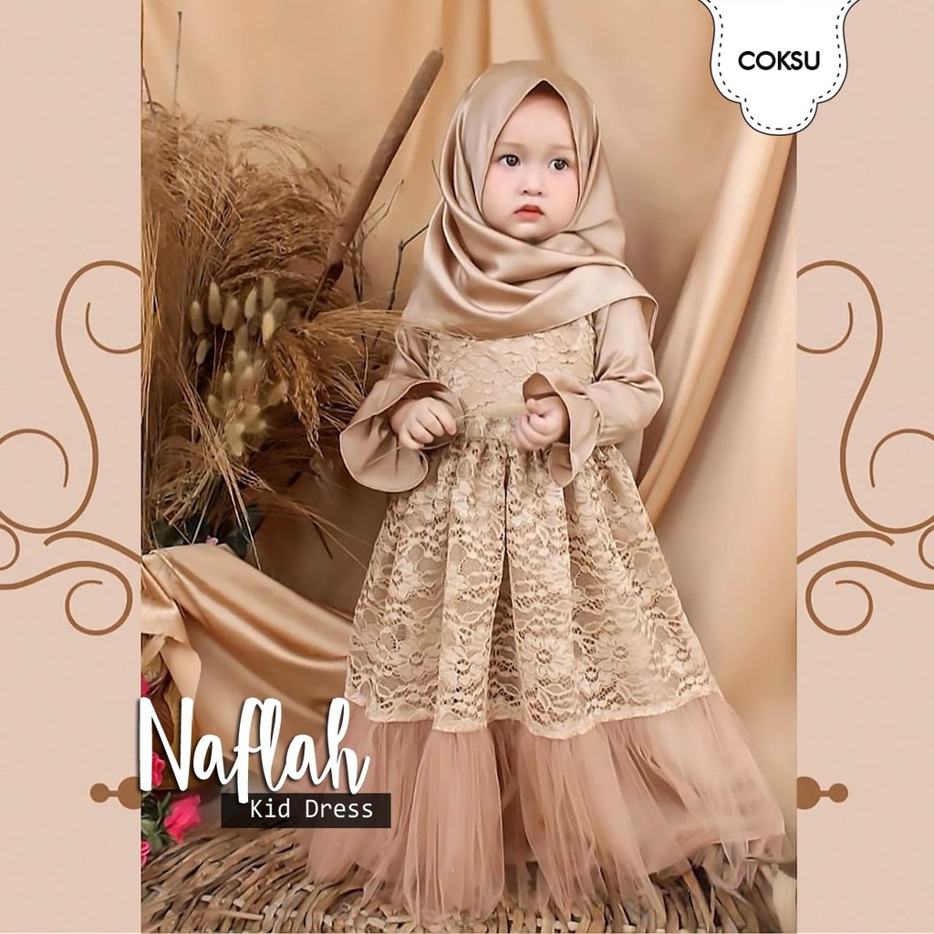 MAXI DRESS NAFLAH BRUKAT KID dM / GAMIS NAFLAH ANAK 2-4TH