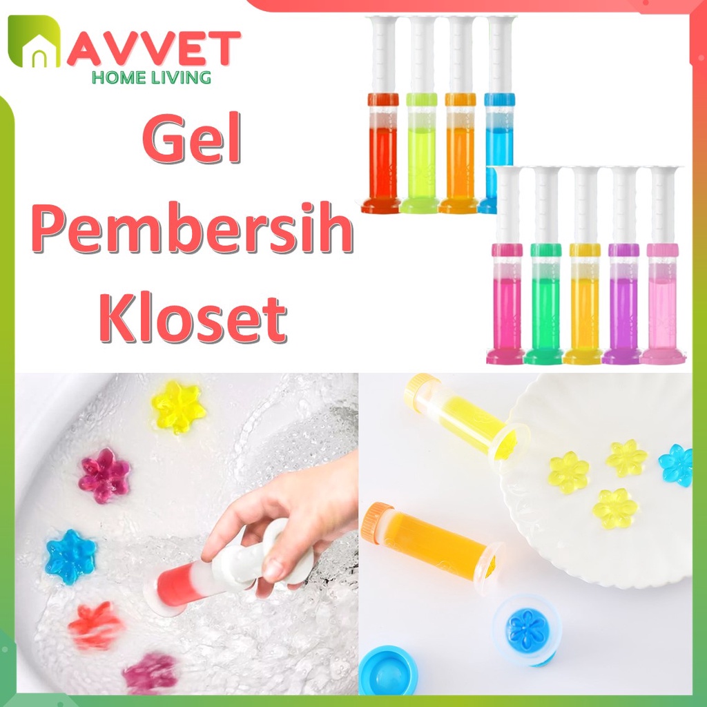 AVVET Gel Pengaharum Toilet Aroma Bunga Sabun Aromatic Pembersih Closet Wastafel Tube Wangi Buah Anti Bakterial Bentuk Bunga Gel Penghilang Bau Kamar Mandi