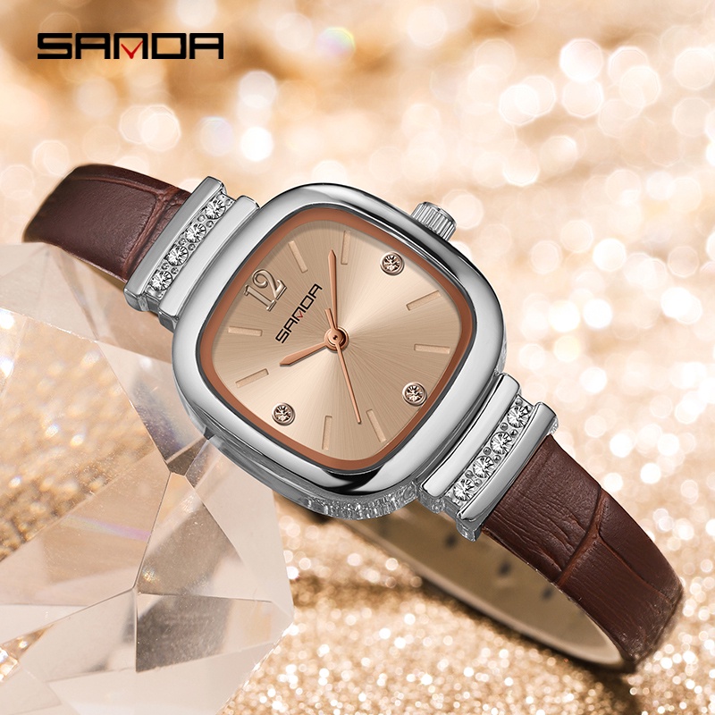 SANDA 7052 Jam Tangan Wanita Analog Tali Kulit Quartz WATCHKITE WKOS
