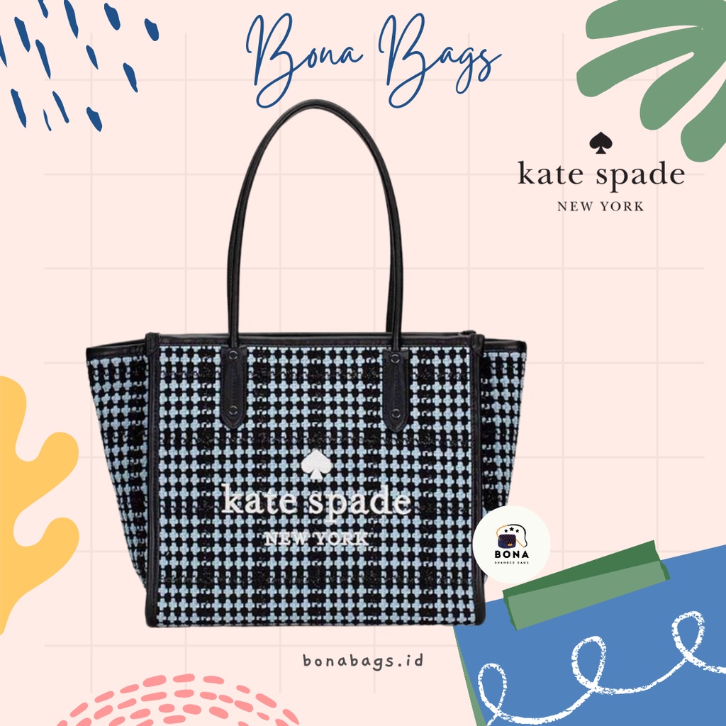 TAS KATE SPADE (Ella Tweed Tote Blue Multi)