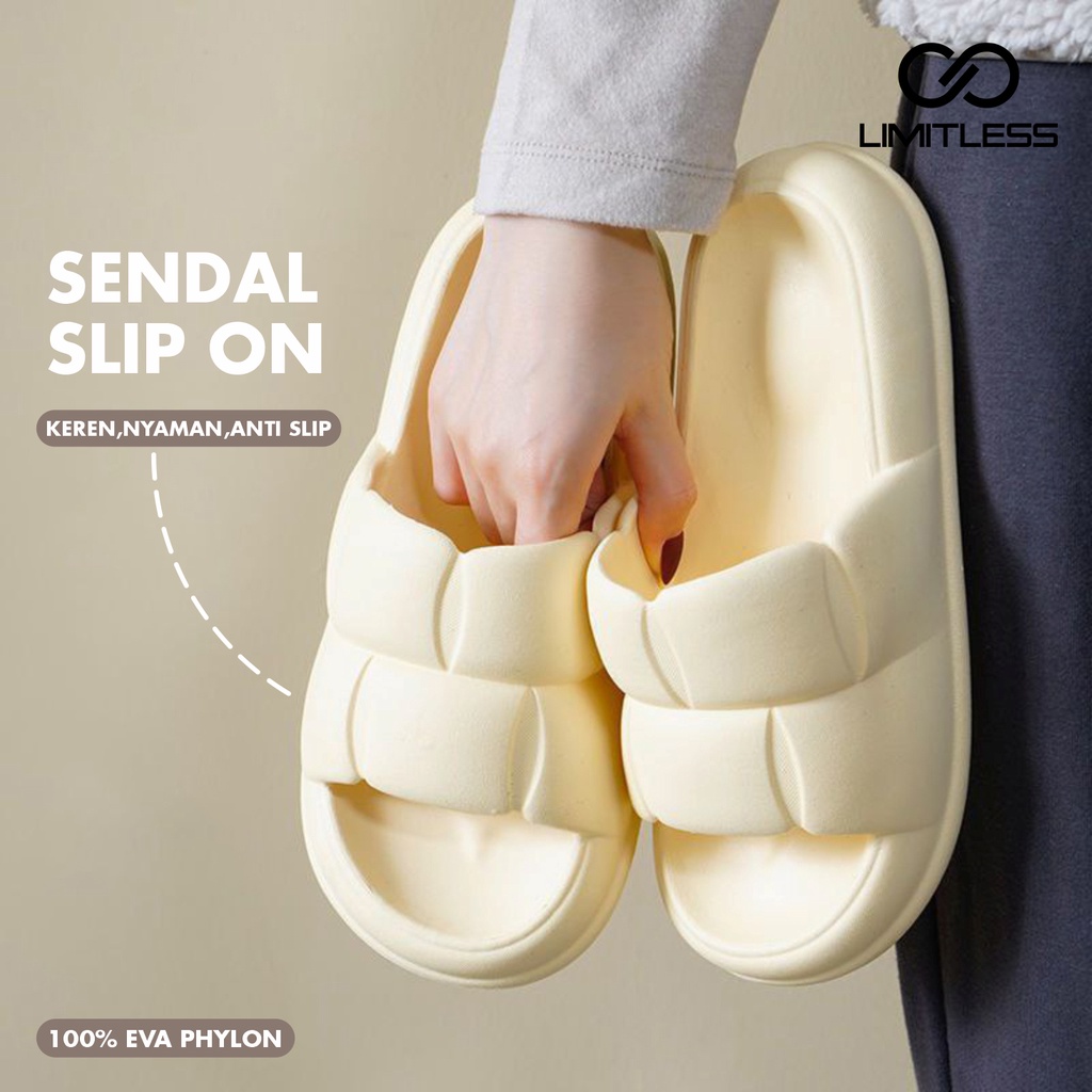 Limitless - Sandal Slop Wanita Ringan Empuk Eva Ringan Nyaman Sendal Slop Cewek Stylish Terbaru