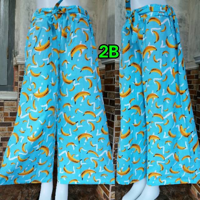 Celana kulot katun motif banana trendi wanita