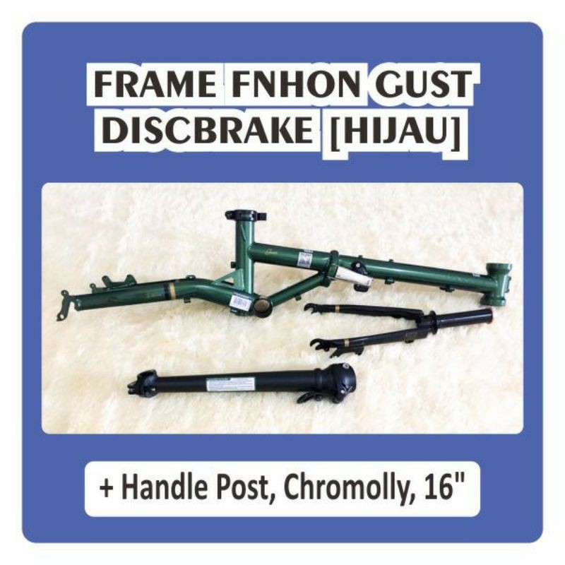 Frame Fork Fnhon Gust Hijau emerald Discbrake sepeda Lipat