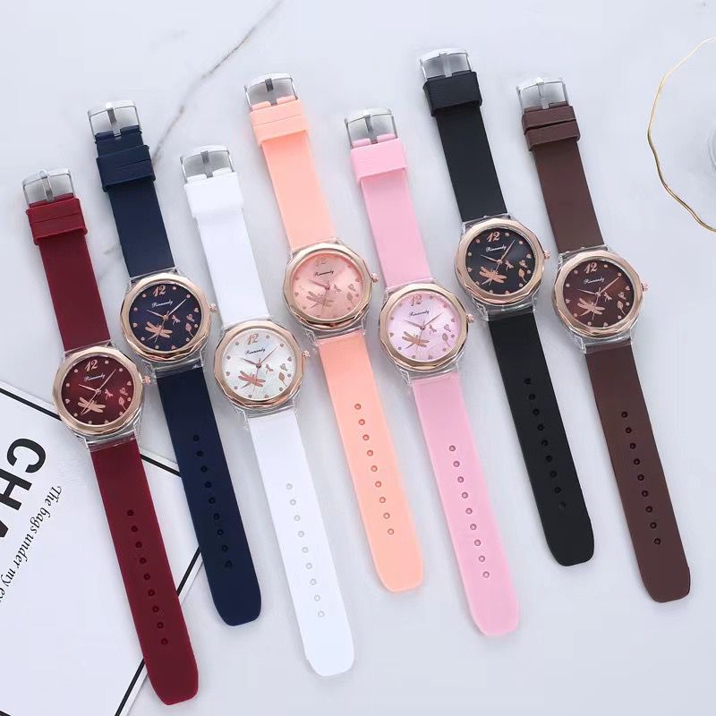 JAM TANGAN WANITA LINDA KARET STRAP KOREAN FASHION MODE