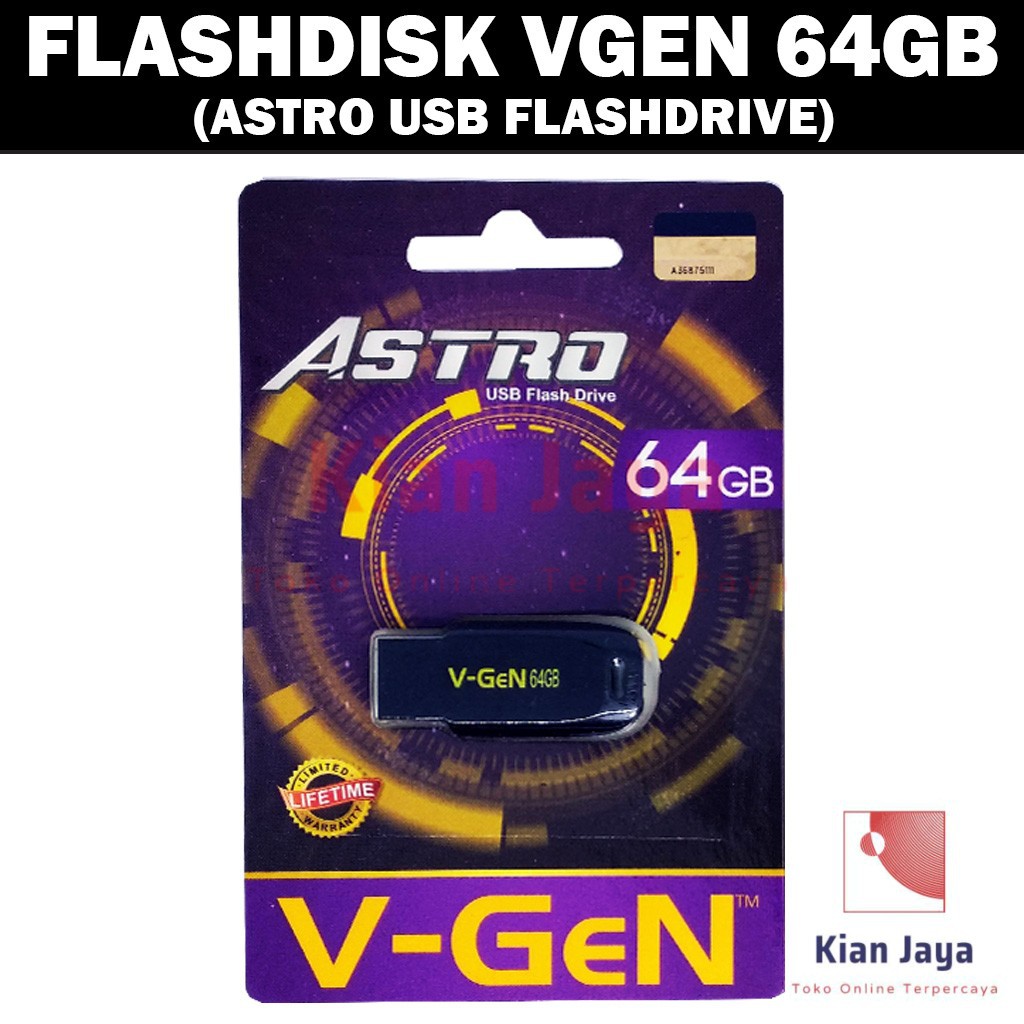 Flashdisk V-GEN 64GB USB Flash Drive Vgen Astro 64 GB Original Garansi Seumur Hidup Flashdis Data Memory