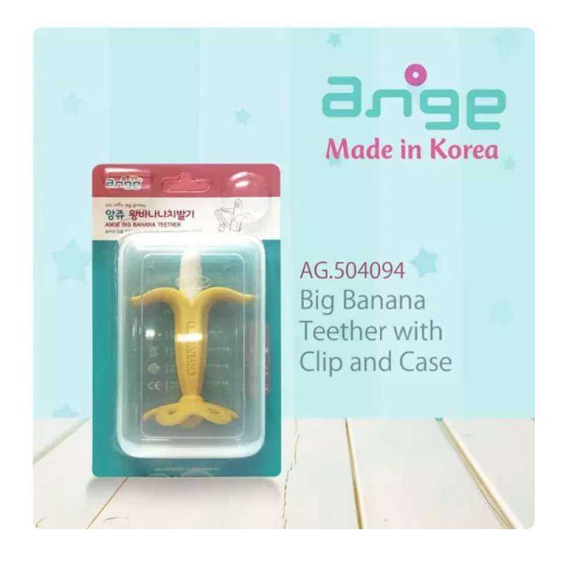 Ange AG.504094 Big Banana teether and toothbrush with case + clip