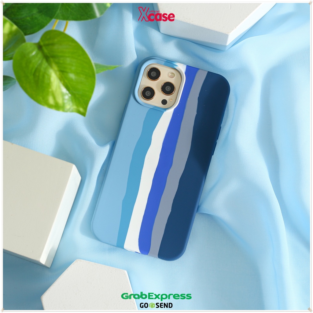 Silicone Full Cover Blue Rainbow Soft Case iPhone 12 MINI PRO MAX 11 X