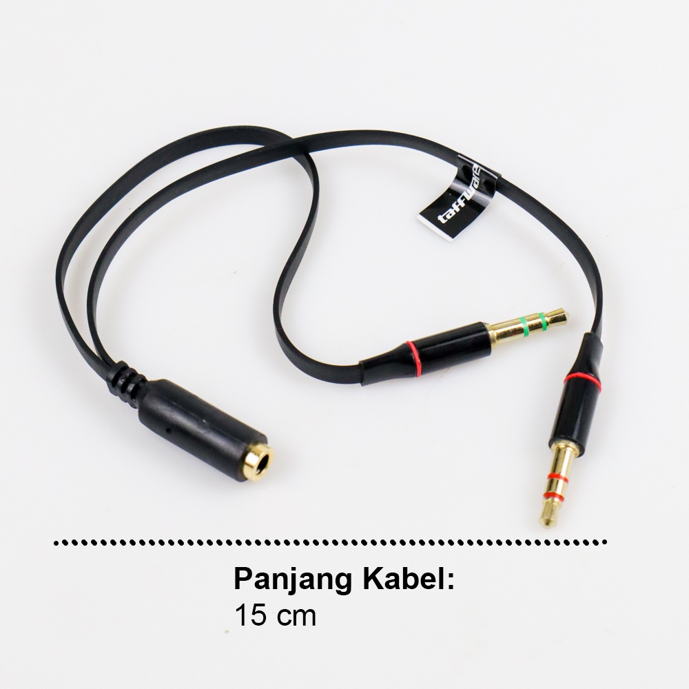 Taffware Splitter Audio Jack 3.5mm Female ke Dual 3.5mm Male HiFi (Mic+Hear) - L43 - Black