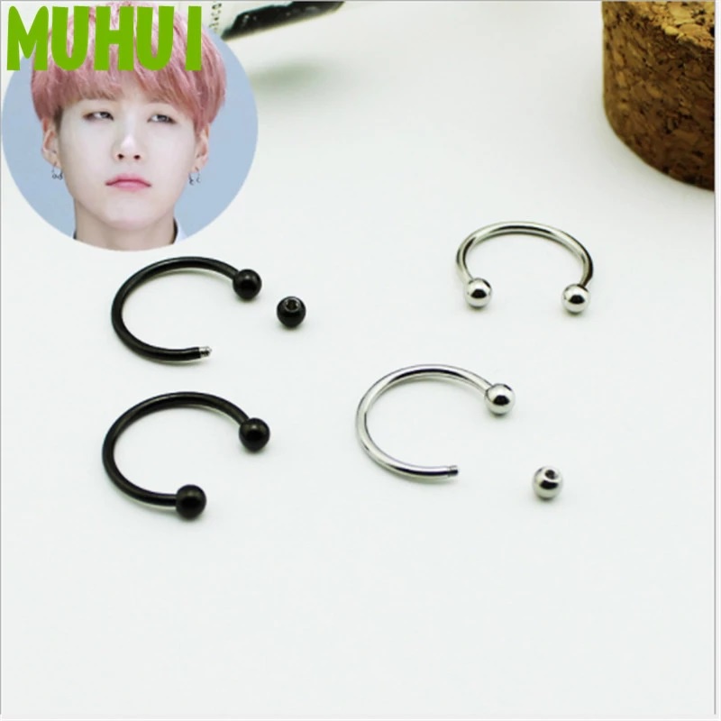 ROBAGIN TK3 anting piercing tindik hidung telinga  stainless silver hitam pria wanita korea punk