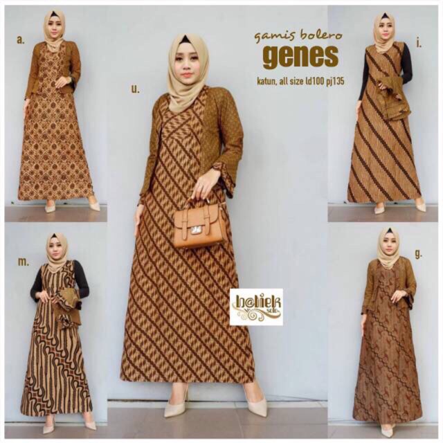 Gamis Bolero Genes Gamis Batik Kerja Long Dress Batik Kantoran Terusan Batik Seragam Kantor Muslim Shopee Indonesia