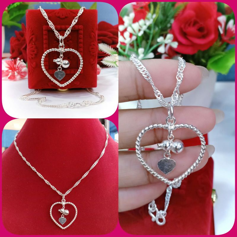 Set kalung + liontin perak murni