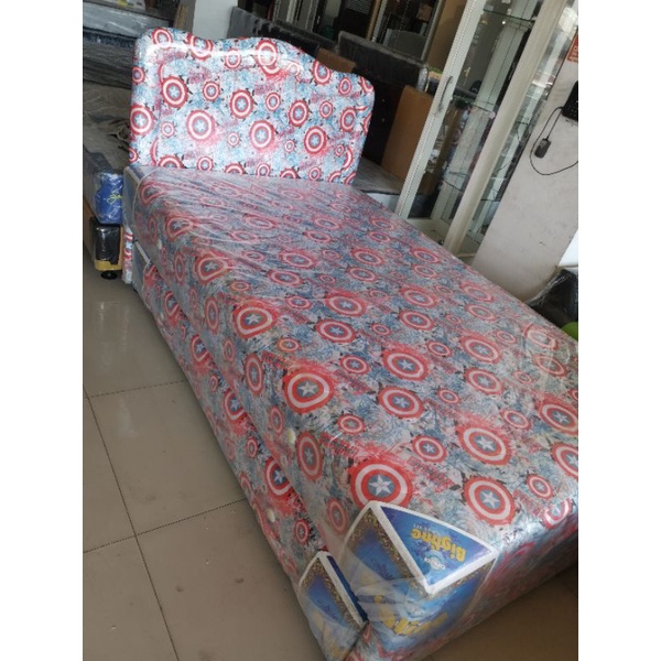 2 in 1 bigline bigland captain america spring bed 3D (promo) cm kasur anak per