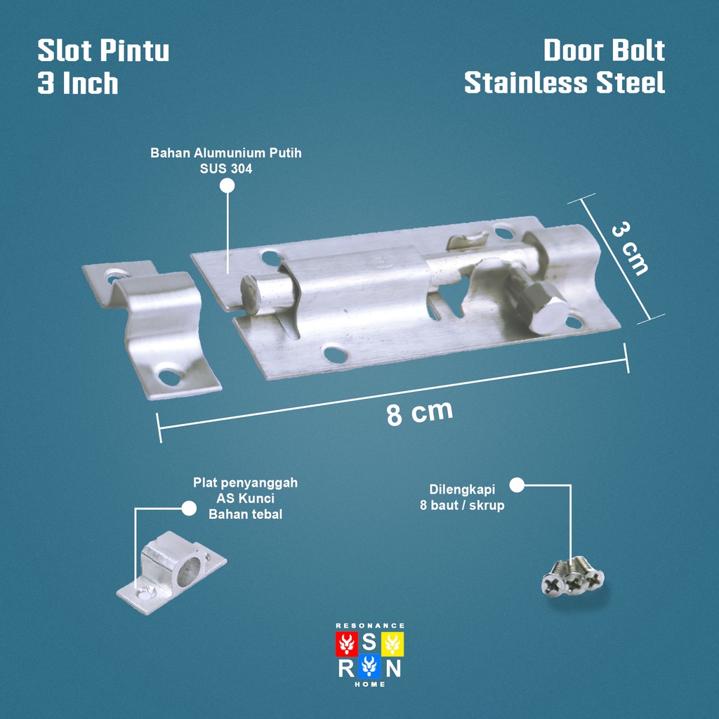 Grendel Slot Pintu / Jendela 3 Inch / 7,5 cm Resonance Home