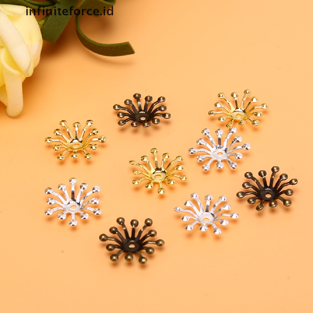 50 Pcs Konektor Bunga Filigree Handmade Diy Bahan Metal Gaya Vintage