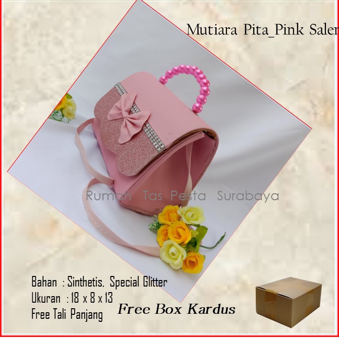 Tas Elegant,Tas Lucu,Tas Murah,MTiara Pita_Pink Salem