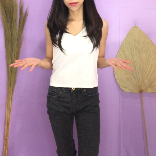 H&M Tanktop ribbed white - THRIFT