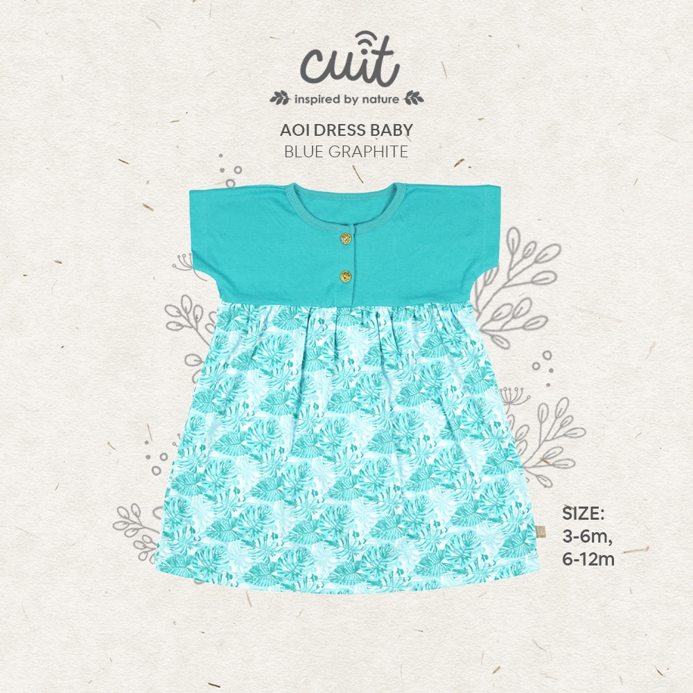 CUIT Super Soft Organic Cotton Aoi Dress Monstera Kojo Series-4