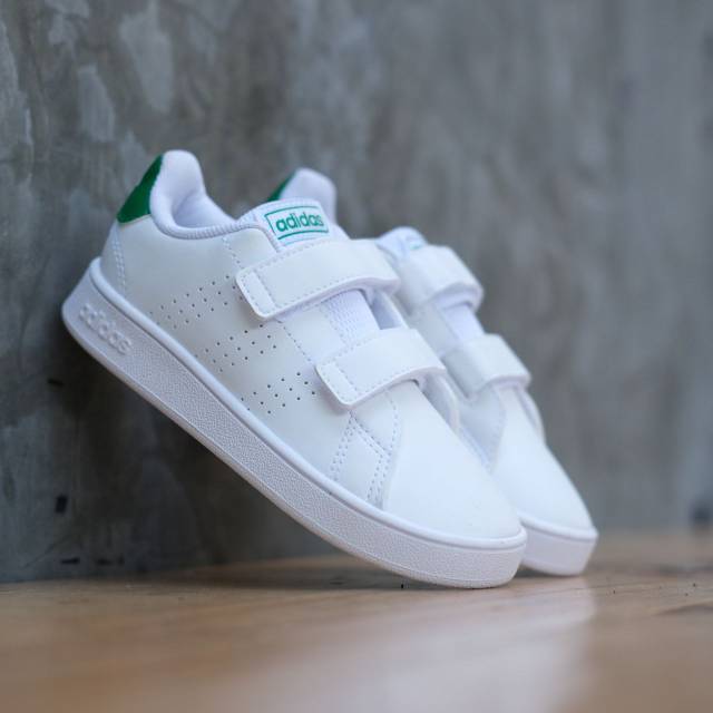 Sepatu Anak Original Adidas Neo Advantage Clear White Green Velkro/Per