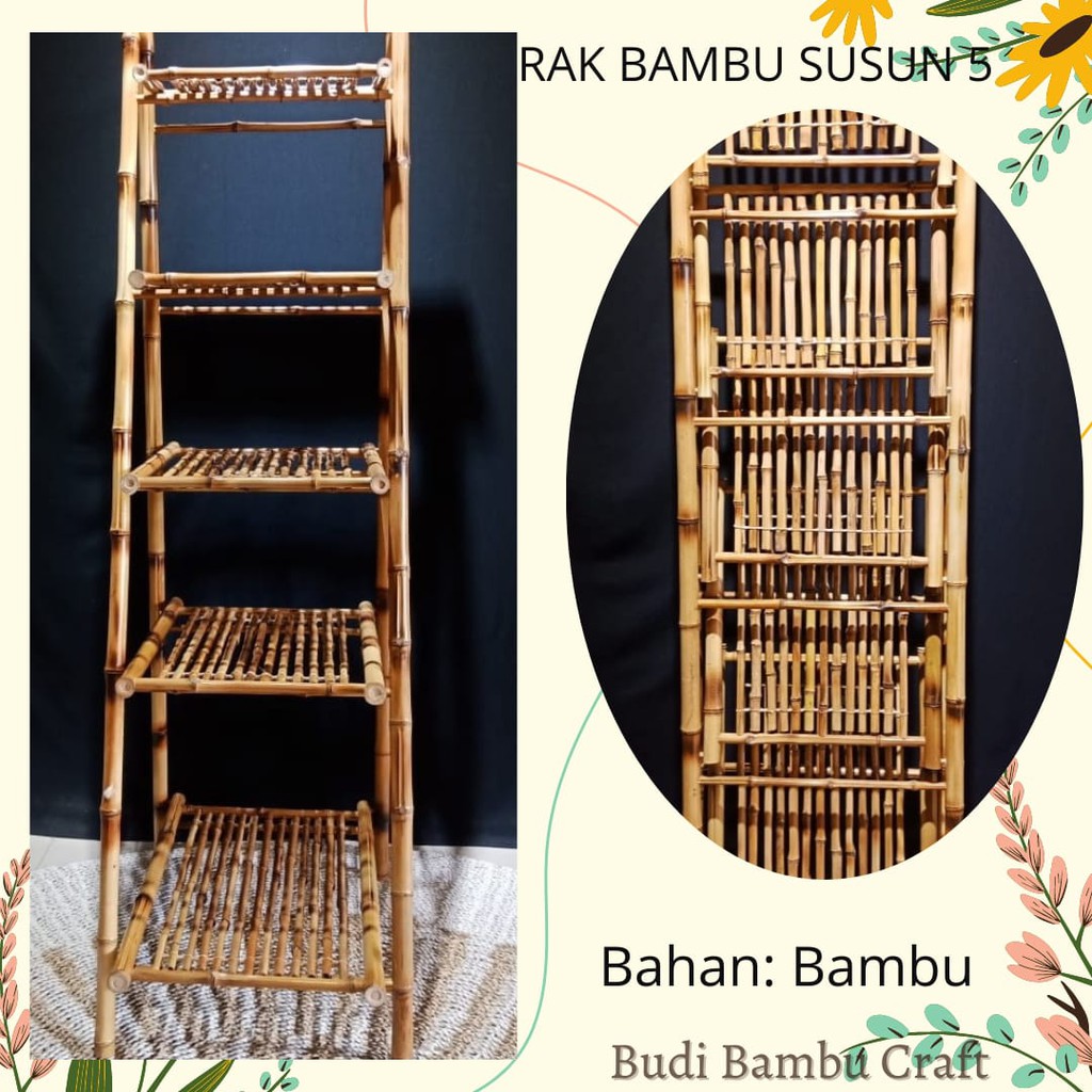 Rak Bambu Lipat 5 Step Tinggi 170cm Murah