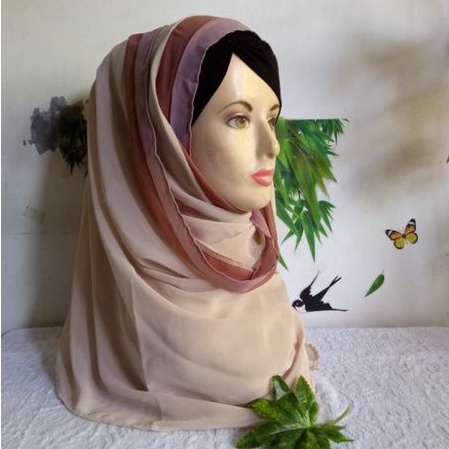 Pahmina sifon lapis warna pastel