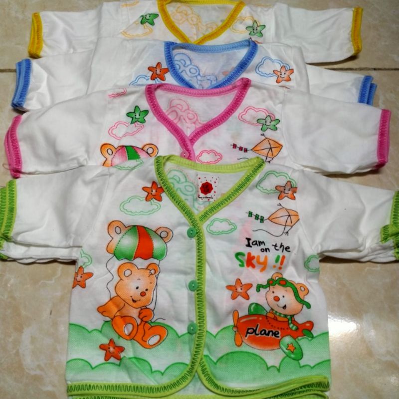 1lusin baju bayi lengan panjang lengan pendek termurah | baju baby motif gambar