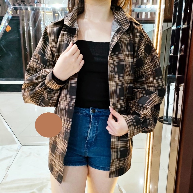 FDM-RR- KEMEJA OSLIN OVERSIZE WANITA / KEMEJA WANITA-HITAM