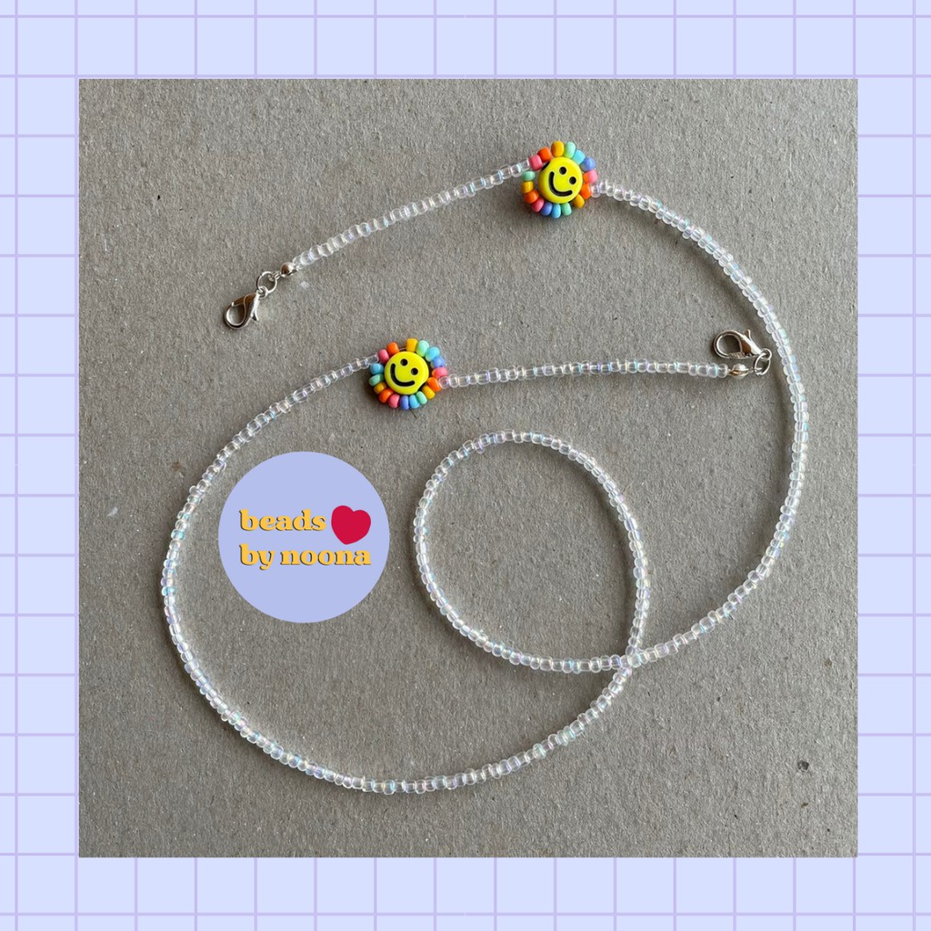 murakami smiley | mask strap tali masker manik korea beads kpop idol