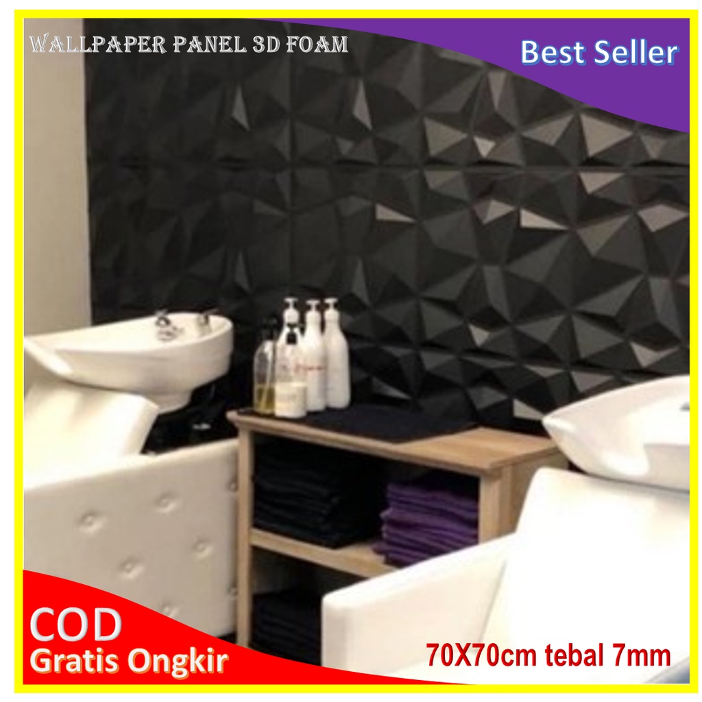 Walpaper Stiker Dinding Foam 3D Wallpaper Sticker Kamar Tidur Ruang Tamu Wall Panel Diamond Ukuran 7