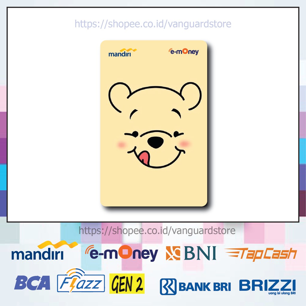 KARTU E MONEY E TOLL KARTUN WAJAH WINNIE THE POOH ANIME 7 EMONEY MANDIRI FLAZZ BCA TAPCASH BRIZZI