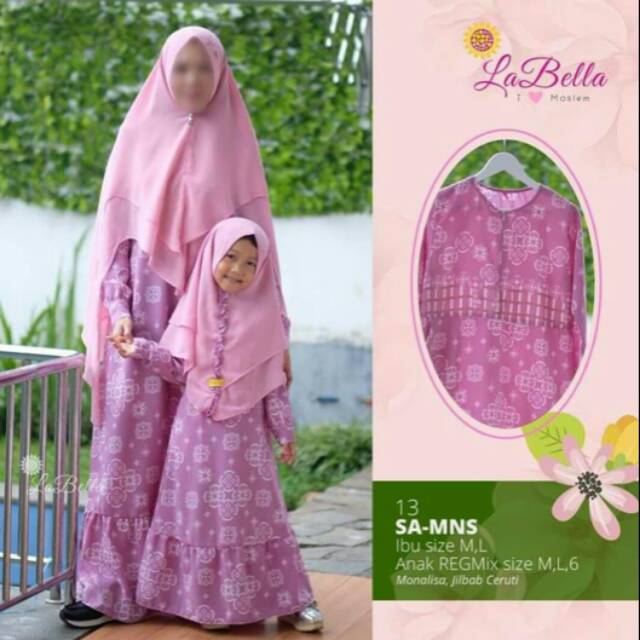 Gamis couple anak dan ibu labella monalisa jilbab ceruti