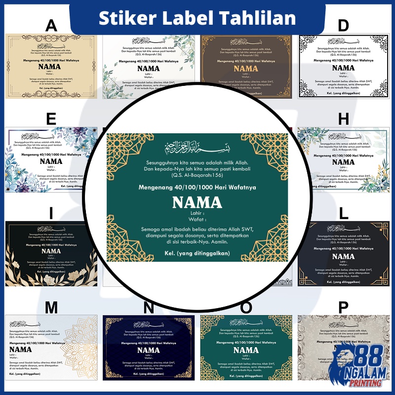 Cetak Stiker Tahlilan Custom / Label Stiker Kotak Makan berPEREKAT