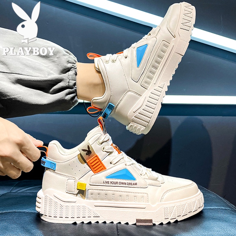 Playboy Pria Sepatu  Tinggi Top Putih Fashion Pria Sepatu Sepatu  2022new Olahraga Kasual Sepatu Ska
