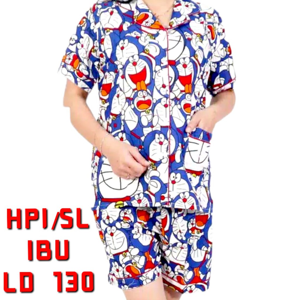 Piyama jumbo celana pendek/hotpant big size LD 130 / set baju tidur lengan pendek karakter cewek-HPJ/5L DORA BIG MON