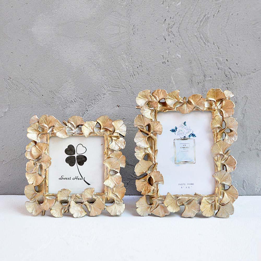 Frame Foto Agustina 4per6inch Resin Ginkgo Daun Dekorasi Meja Pernikahan Perlengkapan Pesta