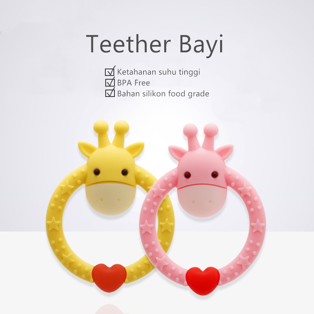 OKEYI Jerapah teether bayi/gigitan bayi silikon/mainan gigitan bayi