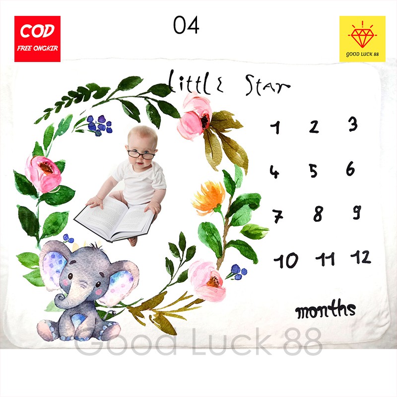 Selimut Bayi Kalender Bulanan Untuk Backdrop Foto Dokumentasi Size Jumbo 1m X 1,4m