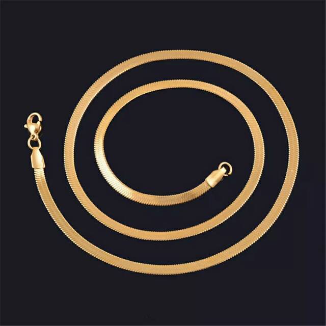 Kalung Wanita Stainless Gold Pipih