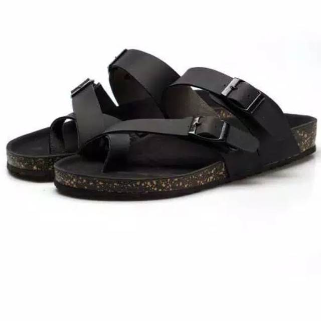 sandal slop puyuh pria full hitam