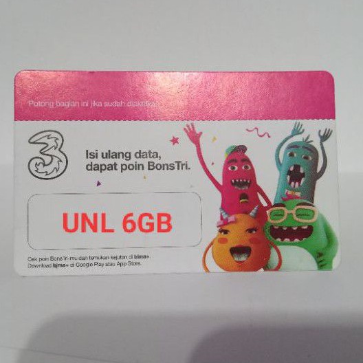 VOUCHER TRI UNLIMITED 6GB KUOTA BRANCH PURWOKERTO