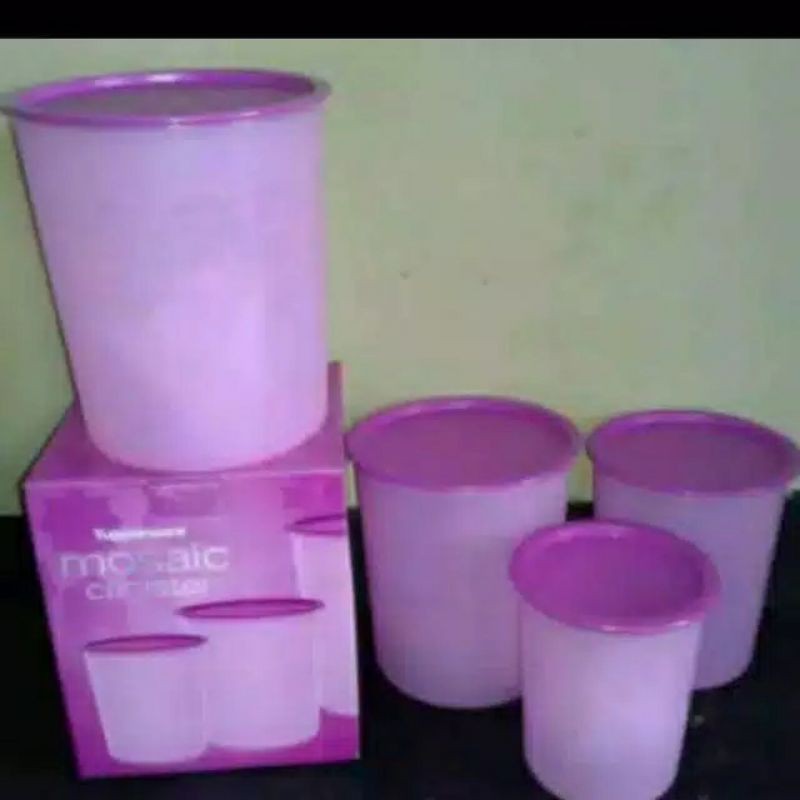 SALE TUPPERWARE TOPLES ( MOSAIC CANISTER  SET UNGU )