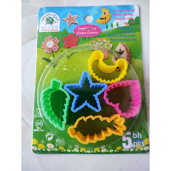 5Biji Cutter Plong Cetakan Kue Kering Nastar Kue Kacang Plastik Aneka motif bulan sabit bintang nana